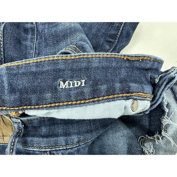 Womens American Eagle Jean Shorts Size 2 Stretch Midi Denim Cut -Off - Picture 4 of 11